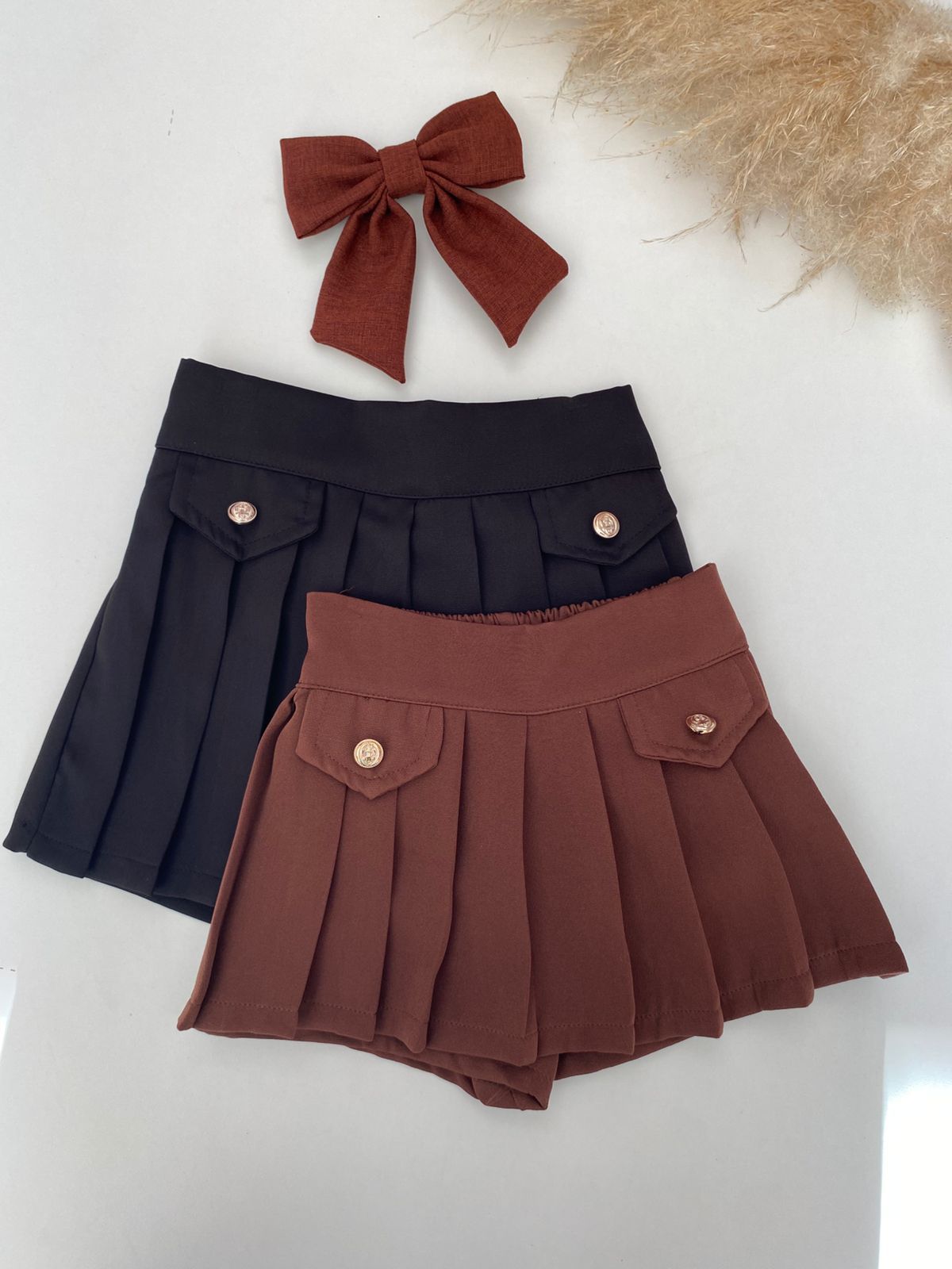 Short saia plisado